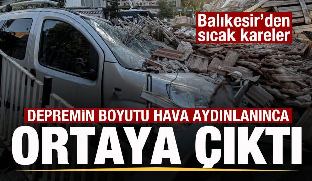Balıkesir'de deprem! Boyutu hava aydınlanınca ortaya çıktı!