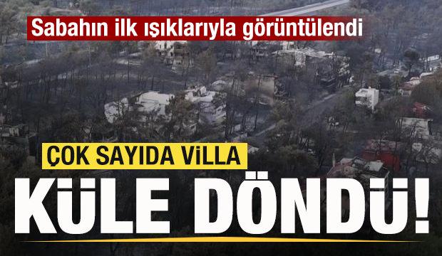 Çanakkale'de yanan villalar sabahın ilk ışıklarıyla görüntülendi