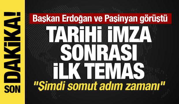 Son dakika... Cumhurbaşkanı Erdoğan, Paşinyan ile görüştü!