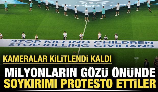 UEFA'dan, 'Bir pankart, bir çağrı'! 'Çocukları öldürmeyin'
