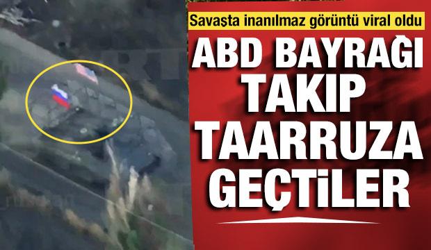 ABD bayrağı taşıyan rus zırhlı birliğinin görüntüsü sosyal medyada viral oldu