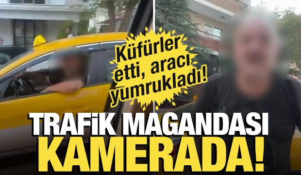 Ankara'da trafikte 'yol verme' kavgasında aracı yumrukladı; o anlar kamerada