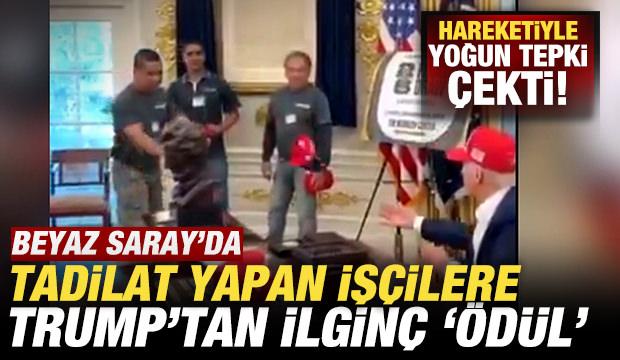 Beyaz Saray'da tadilat yapan işçilere Trump'tan ilginç 'ödül'! Tepki çeken hareket
