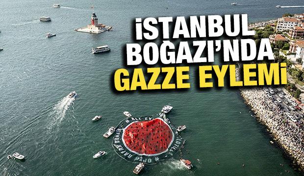 İstanbul Boğazı'nda deniz konvoyuyla Gazze eylemi