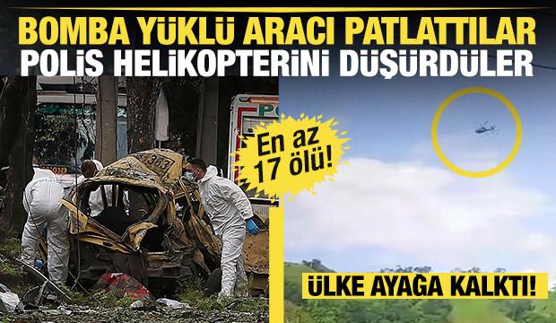Kolombiya'da polis helikopterini düşürdüler, bomba yüklü aracı patlattılar: 17 ölü!