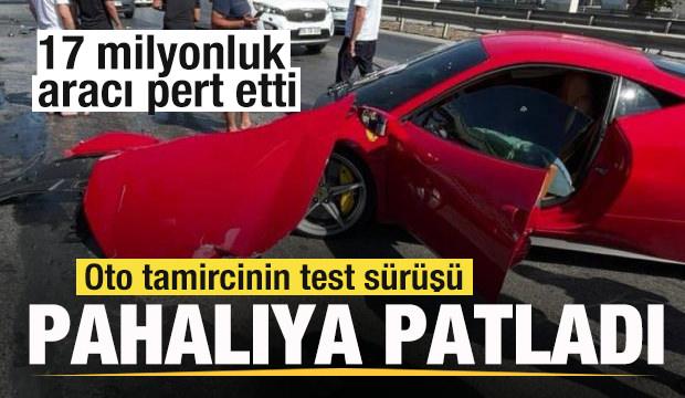 Oto tamircinin test sürüşü pahalıya patladı! 17 milyonluk Ferrari'yi pert etti