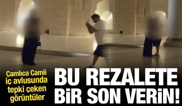 Büyük Çamlıca Camii'nin avlusunda uygunsuz görüntüler tepki çekti