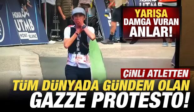 Çinli atletten tüm dünyada gündem olan Gazze protestosu: Yarışa damga vurdu