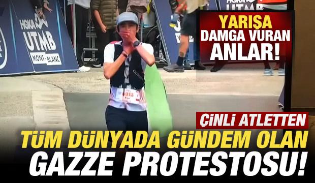 Çinli atletten tüm dünyada gündem olan Gazze protestosu: Yarışa damga vurdu