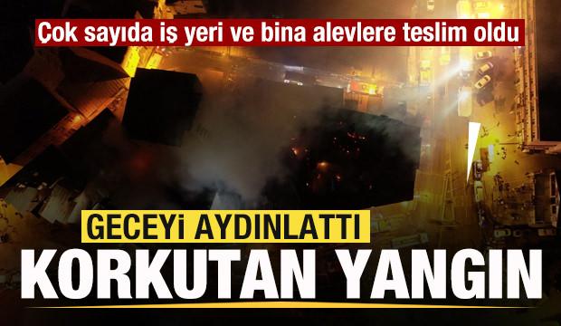Erzurum’da korkutan yangın: Çok sayıda iş yeri ve bina alevlere teslim oldu