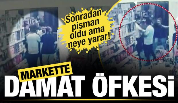 Markette üstü kirlenen damadın gözü döndü ortalığı yıktı geçti