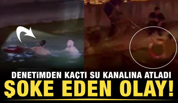 Polislerden kaçan şüpheli su kanalına atlayınca boğulma tehlikesi yaşadı