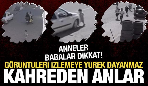Şanlıurfa'da anne ve babasından kaçan çocuğa otomobilin çarptığı anlar kamerada