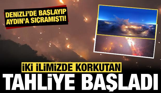 Denizli'de başlayan yangın Aydın'a sıçramıştı: Yerleşim yerleri tahliye ediliyor!