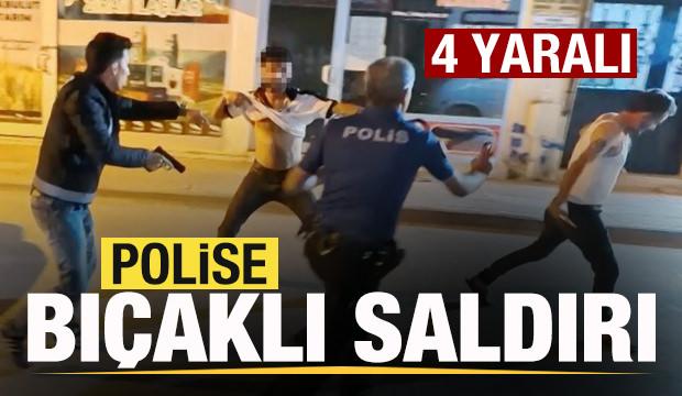 Kavgaya müdahale eden polise bıçak ve sandalyeli saldırı