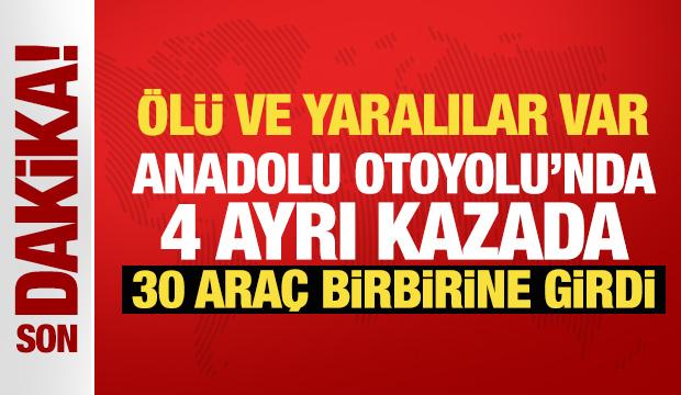 Otoyolda 4 ayrı kazada 30 araç birbirine girdi