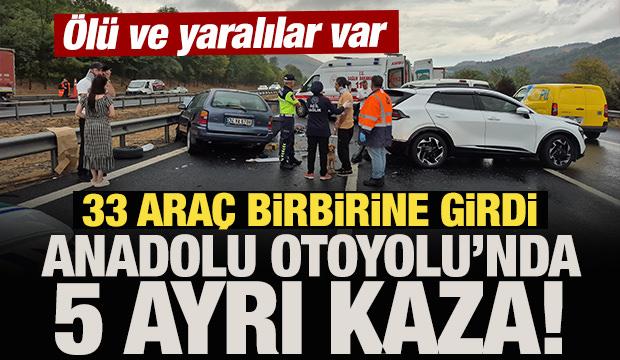 Otoyolda 5 ayrı kazada 33 araç birbirine girdi