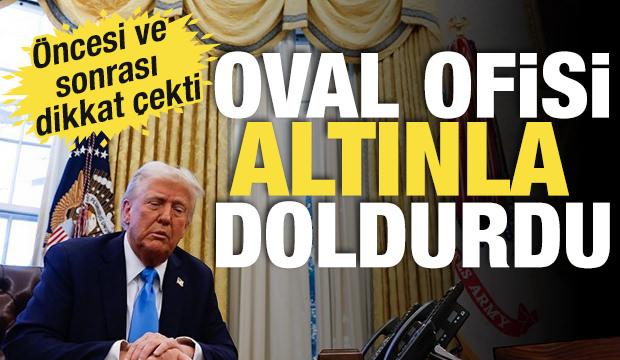 Trump'ın altın çağ için altın ofis düzeni! Oval Ofisi altınla doldurdu