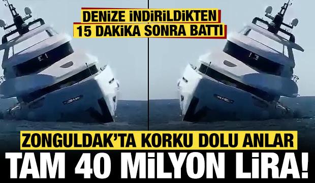 Zonguldak'ta 40 milyon liralık yat 15 dakikada battı: Korku dolu anlar kamerada!