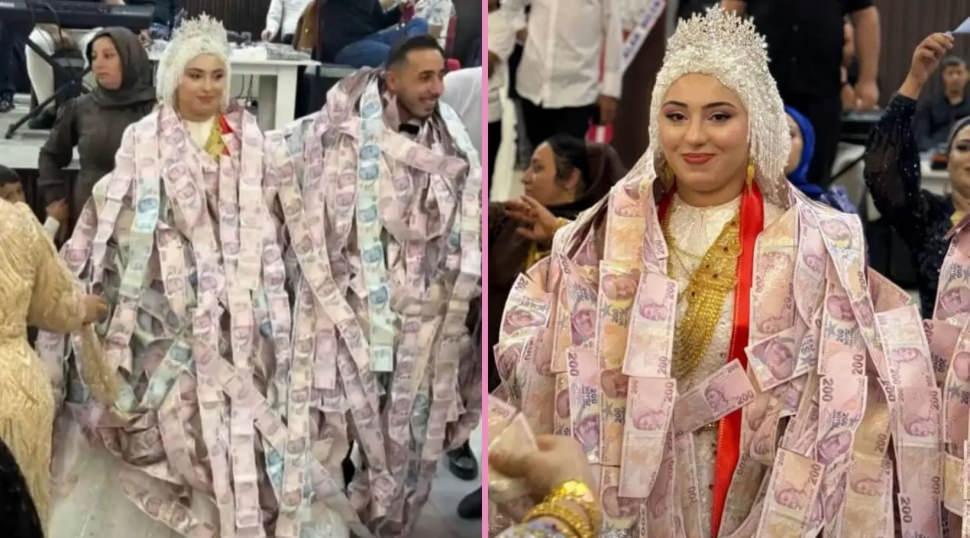 Aşiret düğününde valizden çıkan paralar gündem oldu! 200 banknotlardan yelek