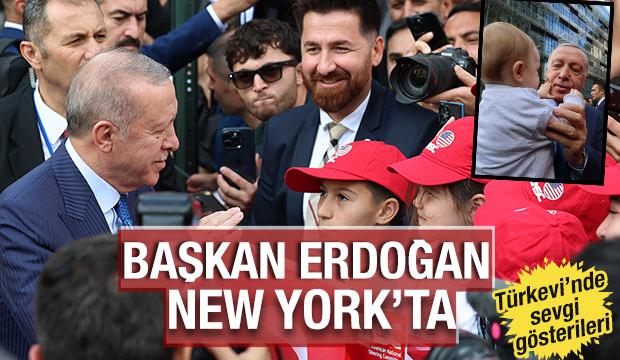 Cumhurbaşkanı Erdoğan, ABD'deki Türkevi'ne girişinde sevgi gösterileriyle karşılandı