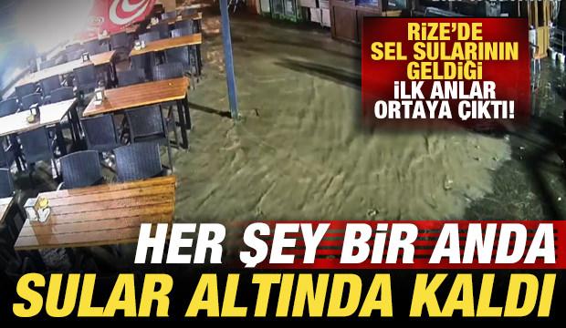 Rize'de sel sularının geldiği anlar ortaya çıktı! Her şey bir anda sular altında kaldı