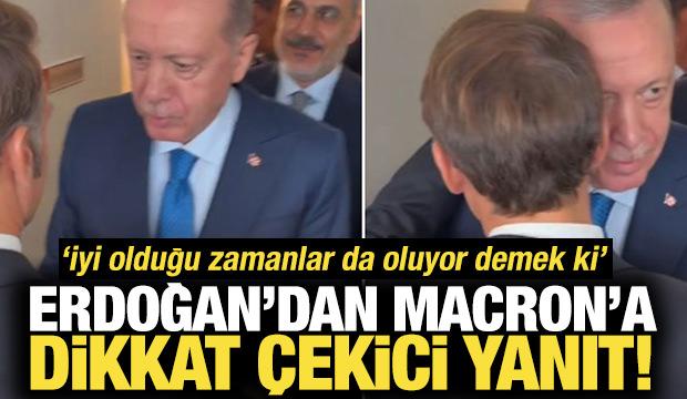 Başkan Erdoğan ve Macron'dan güldüren diyalog: 'İyi olduğu zamanlar da oluyor demek ki'