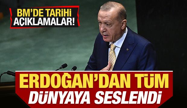 Erdoğan'dan BM'de tarihi Filistin açıklaması! Tüm dünyaya seslendi