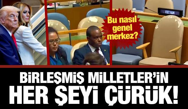 Merdiven bozuk, prompter arızalı, koltuk yırtık... Birleşmiş Milletler'in her şeyi çürük!