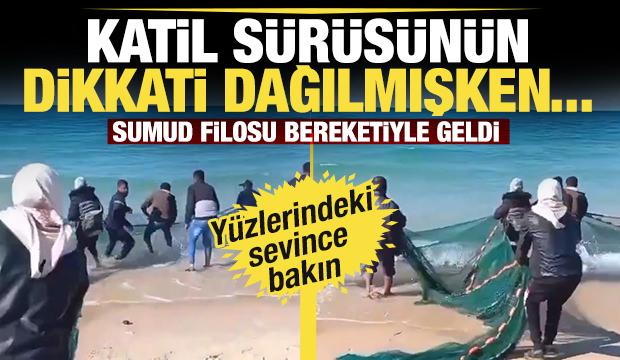 Gazze'de sahilde Sumud Filosu bereketi! Katil İsrail ordusunun dikkati dağılmışken...