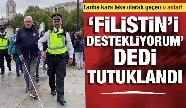 İngiltere polisi görme engelli adamı Gazze'ye destek verdiği için terörden tutukladılar