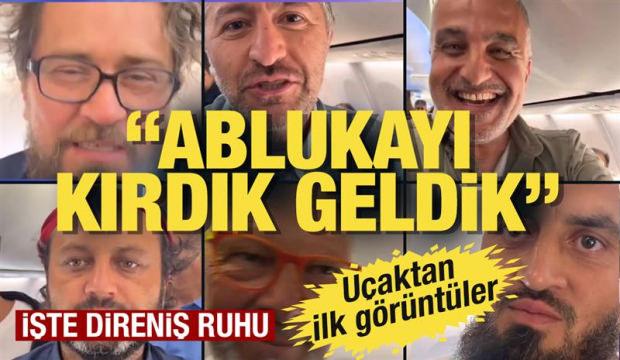 İşgalci İsrail'in alıkoyduğu 137 aktivist Türkiye'ye getirildi! İşte uçaktaki o anlar... 