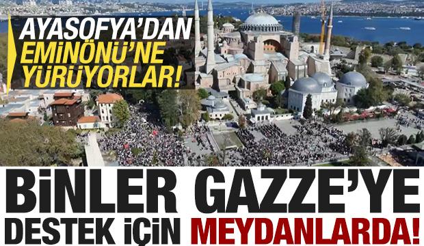 İstanbul'da Büyük Filistin Yürüyüşü! Filolara destek için tek yürek oldular
