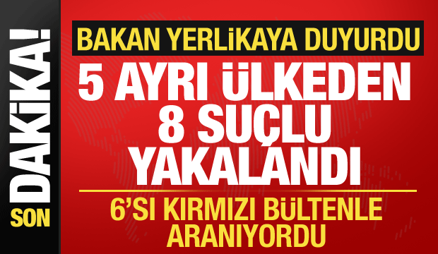 Kırmızı bülten ve ulusal seviyede aranan 8 suçlu Türkiye'ye getirildi