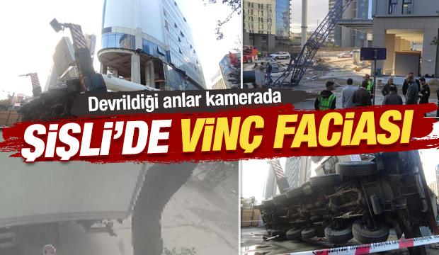 Şişli'de rezidans inşaatında vinç devrildi! Öğrenci yurduna hasar verdi
