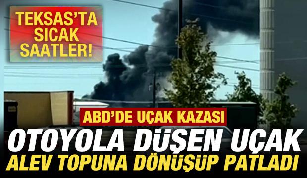 ABD'de uçak kazası! Otoyola düşen uçak alev topuna dönüşüp patladı!