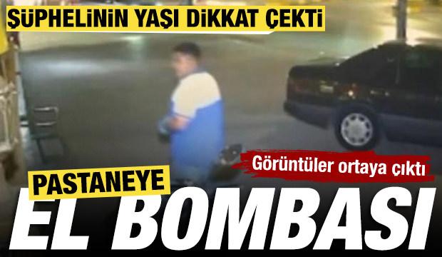 Adana’da pastaneye pimi çekilmemiş el bombası attığı anların videosu