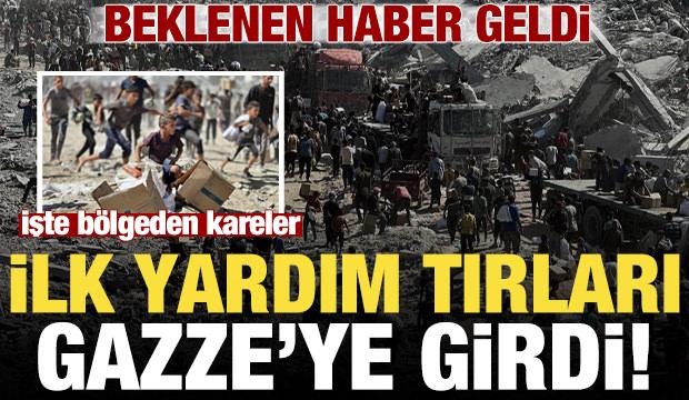 Ateşkes sonrası ilk yardım tırları Gazze Şeridi'ne girdi! İşte bölgeden ilk kareler...