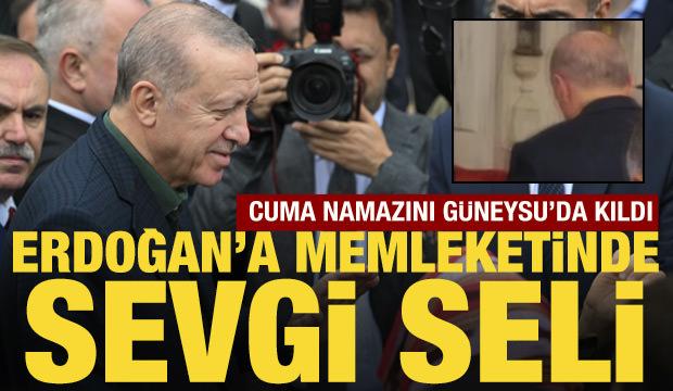 Cumhurbaşkanı Erdoğan'a memleketinde sevgi seli: Cuma namazını Güneysu'da kıldı
