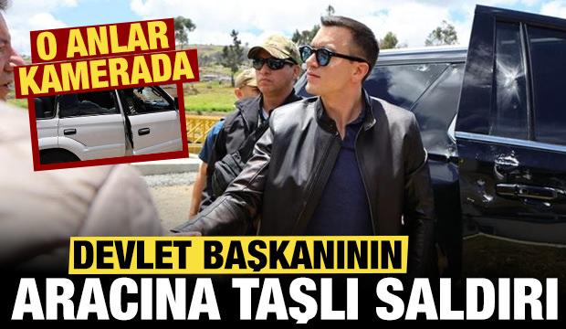 Devlet Başkanının aracına taşlı sopalı saldırı: O anlar kamerada!