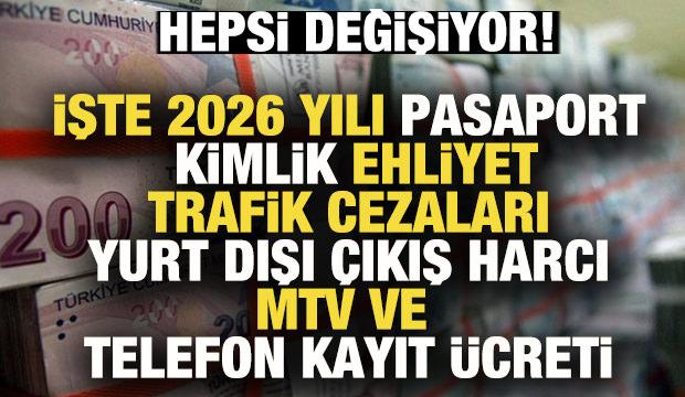 Hepsi değişiyor! Pasaport, kimlik, ehliyet, trafik cezaları, MTV fiyatları...