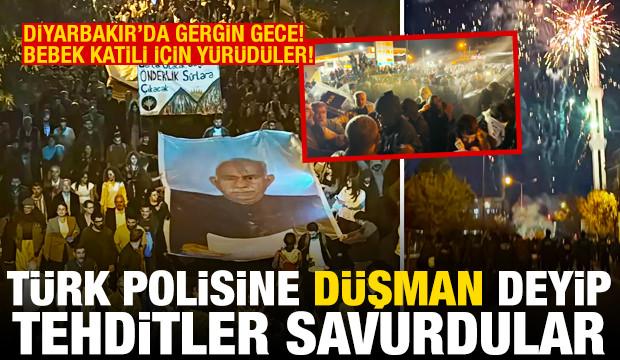 Diyarbakır'da gergin gece! Türk polisine "düşman" deyip tehditler savurdular