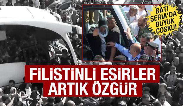 Filistinli esirler Batı Şeria'da coşkuyla karşılandı!