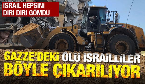 Gazze'de ölen İsrailli esirler toprak altında böyle aranıyor