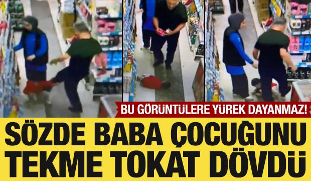 Markette çocuğunu tekmeleyen sözde babaya gözaltı