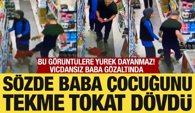Markette çocuğunu tekmeleyen sözde babaya gözaltı