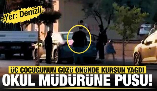 Okul müdürünü üç çocuğunun gözü önünde vurduğu anları kayda aldırdı