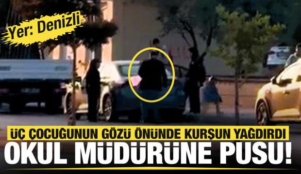 Okul müdürünü üç çocuğunun gözü önünde vurduğu anları kayda aldırdı