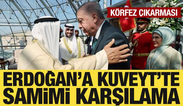 Cumhurbaşkanı Erdoğan'a Kuveyt'te samimi karşılama