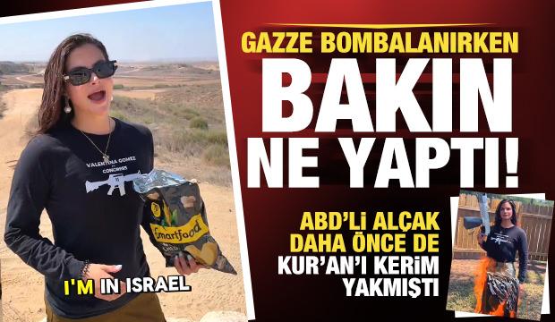 Daha önce Kur'an'ı yakan Valentina Gomez şimdi de Gazze bombalanırken patlamış mısır yedi
